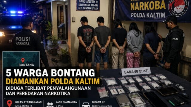 Lima Warga Bontang Diamankan Polda Kaltim, Diduga Terlibat Penyalahgunaan dan Peredaran Narkotika